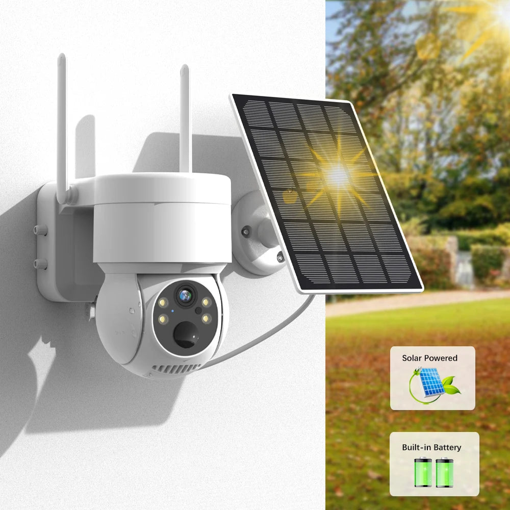 Moresmartix ICSee: WiFi PTZ Camera Outdoor Wireless Solar IP Camera 4MP HD Built-in Battery Video Surveillance Camera Long Time Standby